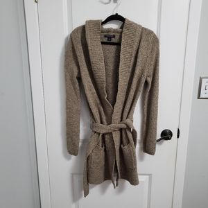 BANANA REPUBLIC Brown Wool Hooded Belted Sweater Cardigan
